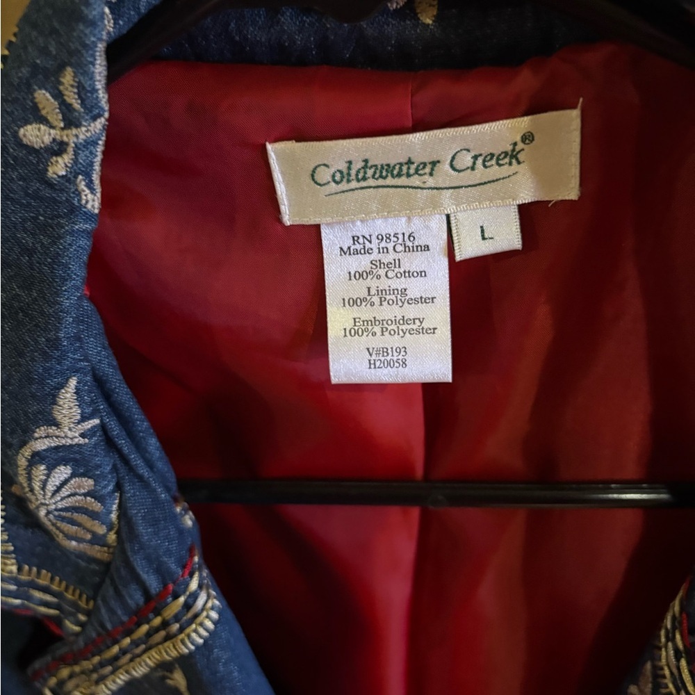 Coldwater Creek Embroidered Denim Jacket Women’s Large Boho Folk Festival - Picture 7 of 15